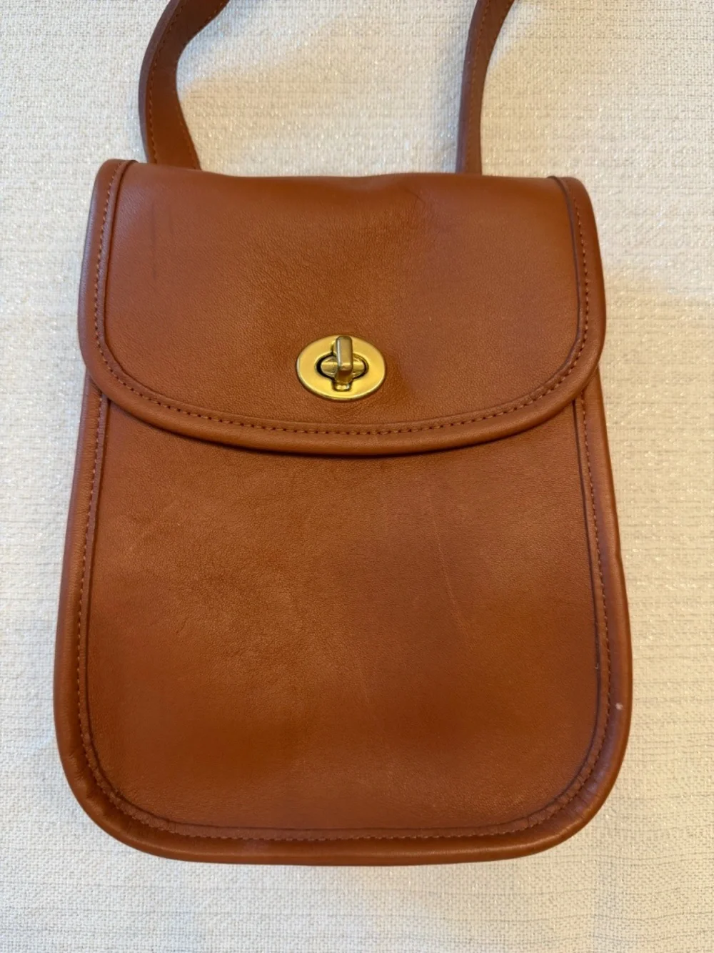 Vintage Coach “Sidepack” Bag - British Tan Leather Turnlock No. 9978